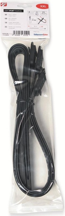 Produktbild HellermannTyton Hellermann Tyton SOFTFIX XXL Kabelbinder Thermoplastische Polyurethane (TPU) Schwarz 3 Stück(e) (Kunststoffkabelbinder, 880 mm, 3 Stk.)
