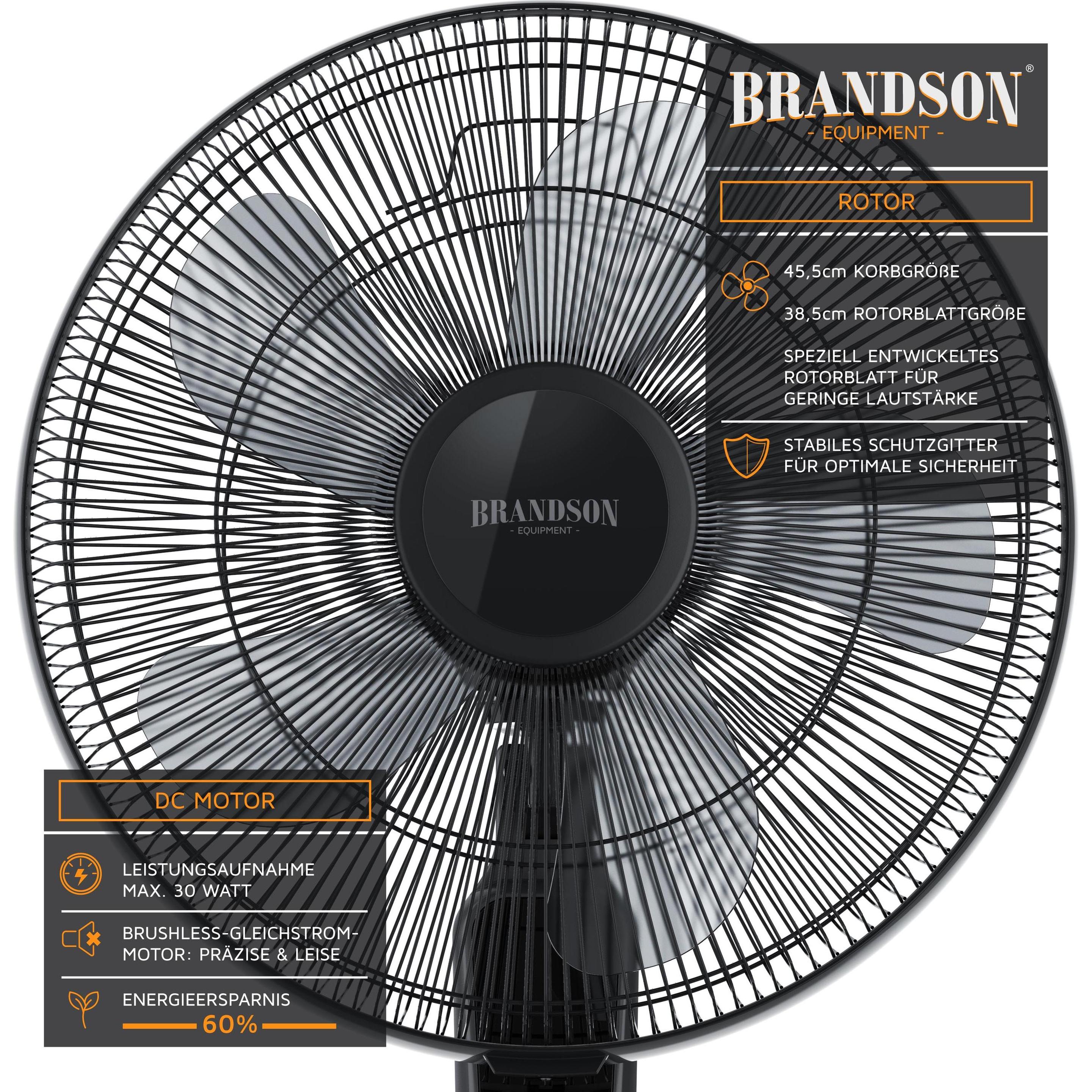 Thumbnail - Brandson Standventilator 45,5cm Ø, DC, leise, Fernbedienung, energiesparend, Oszillation, 25 Stufen, schwarz, Ventilator...