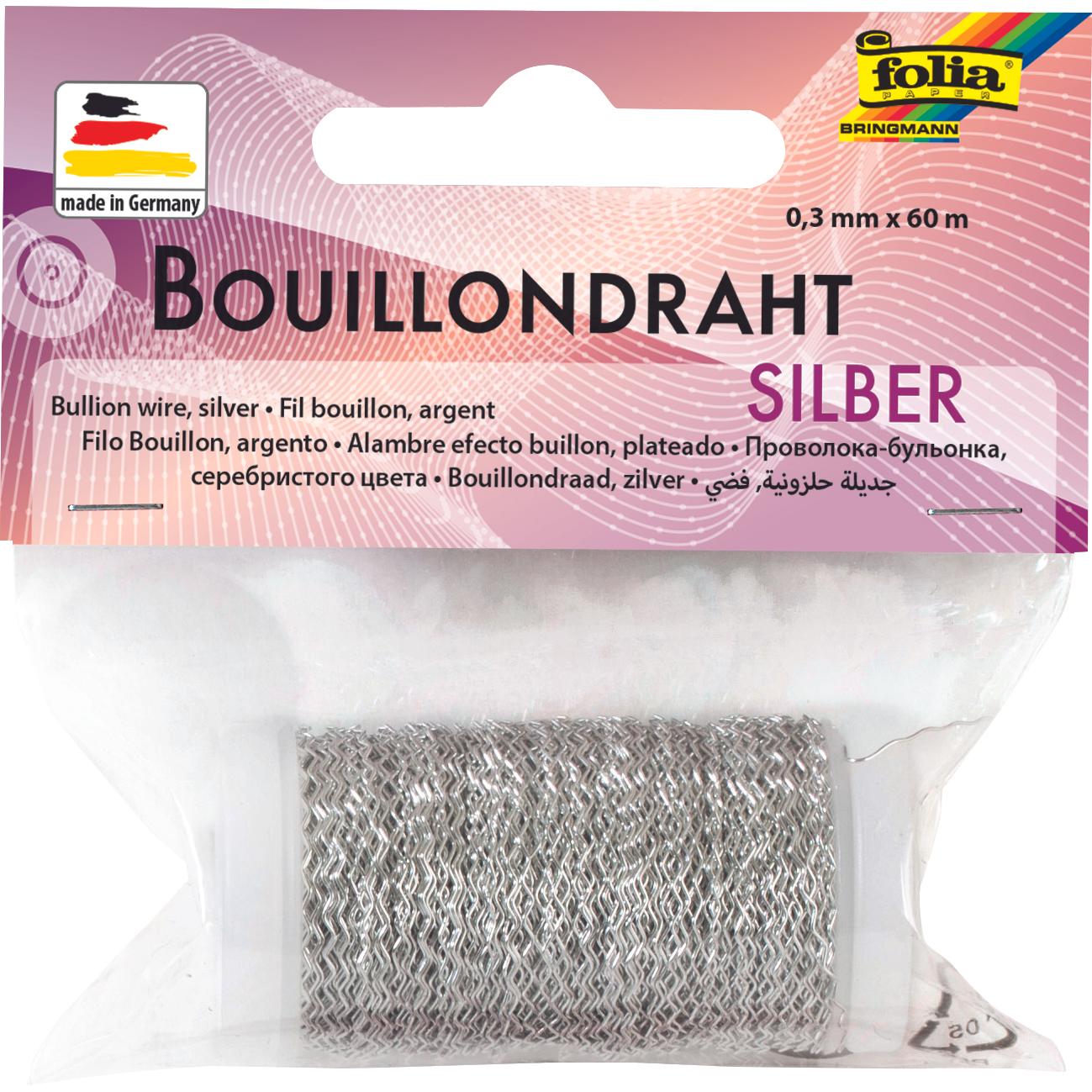 Folia, Draht, Bouillondraht, 0,3mmx60m, silber (60 m)