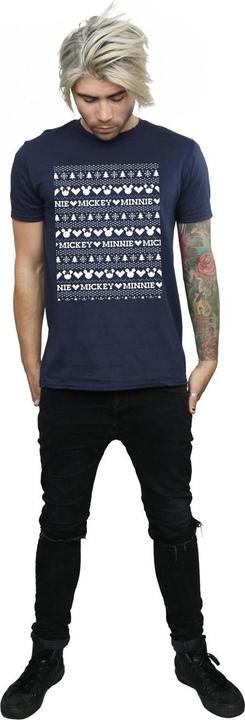 Actual product image Disney Mens Mickey And Minnie Christmas Fair Isle T-Shirt (3XL)