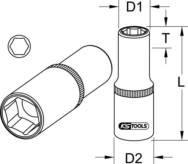 Produktbild KS Tools 1/2" Sechskant-Stecknuss lang (1")