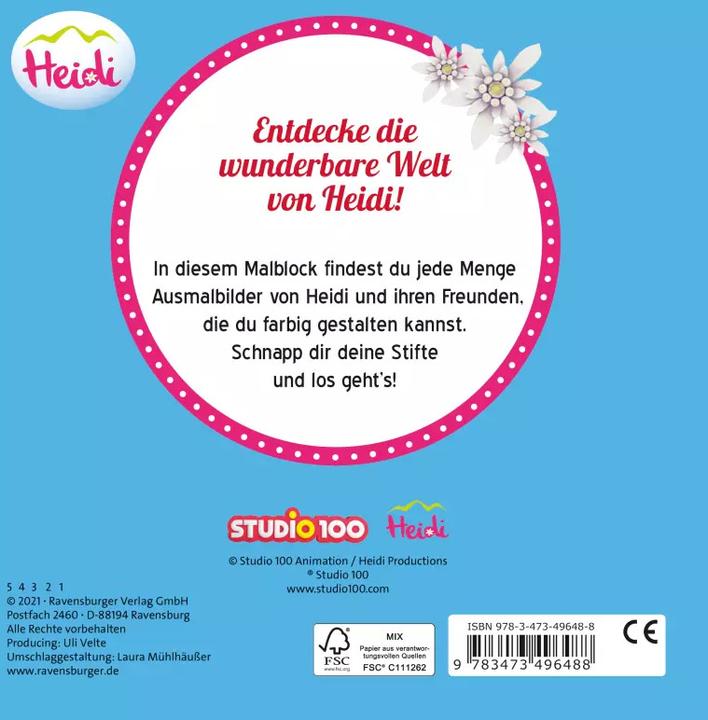 Image du produit Ravensburger Heidi: Mein Malblock (Allemand, Studio 100 Media GmbH, 2021)
