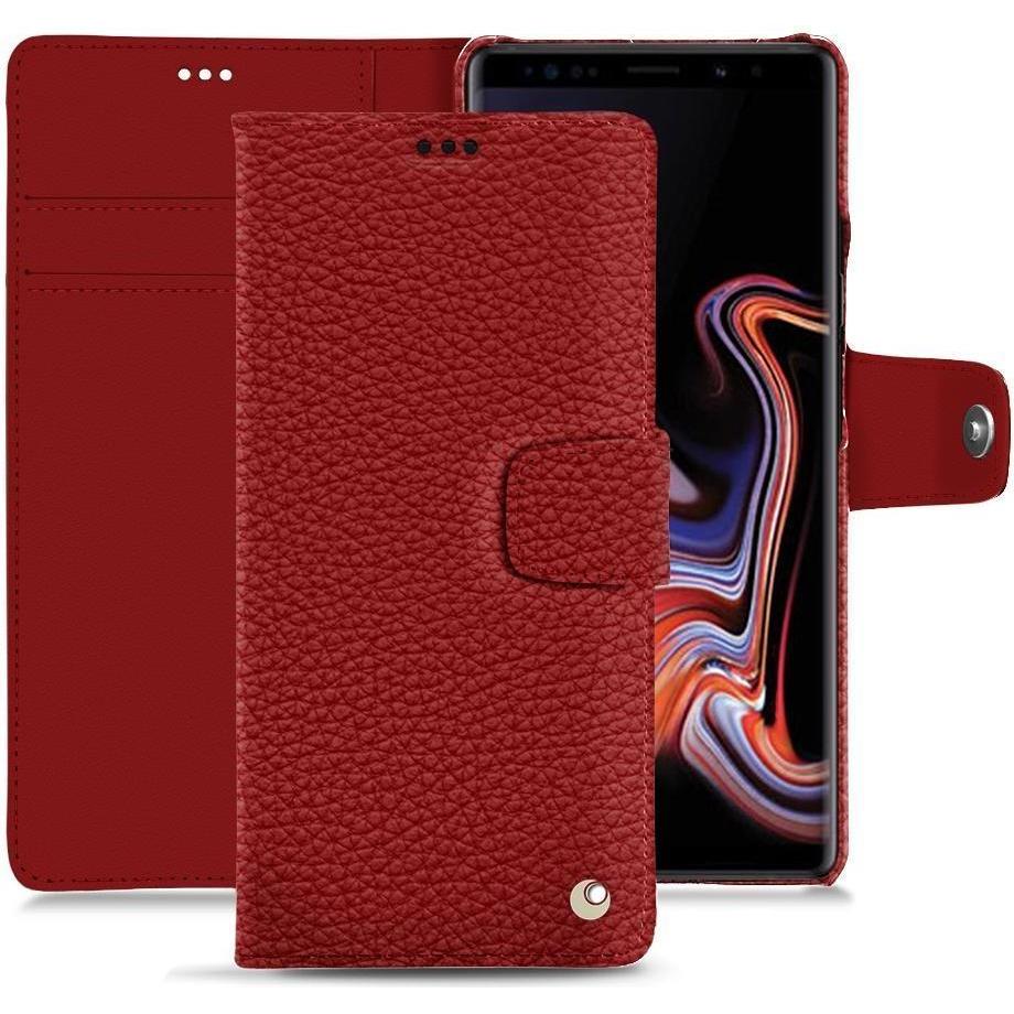 Noreve Lederschutzhülle Wallet (Samsung Galaxy Note 9), Smartphone Hülle, Rot