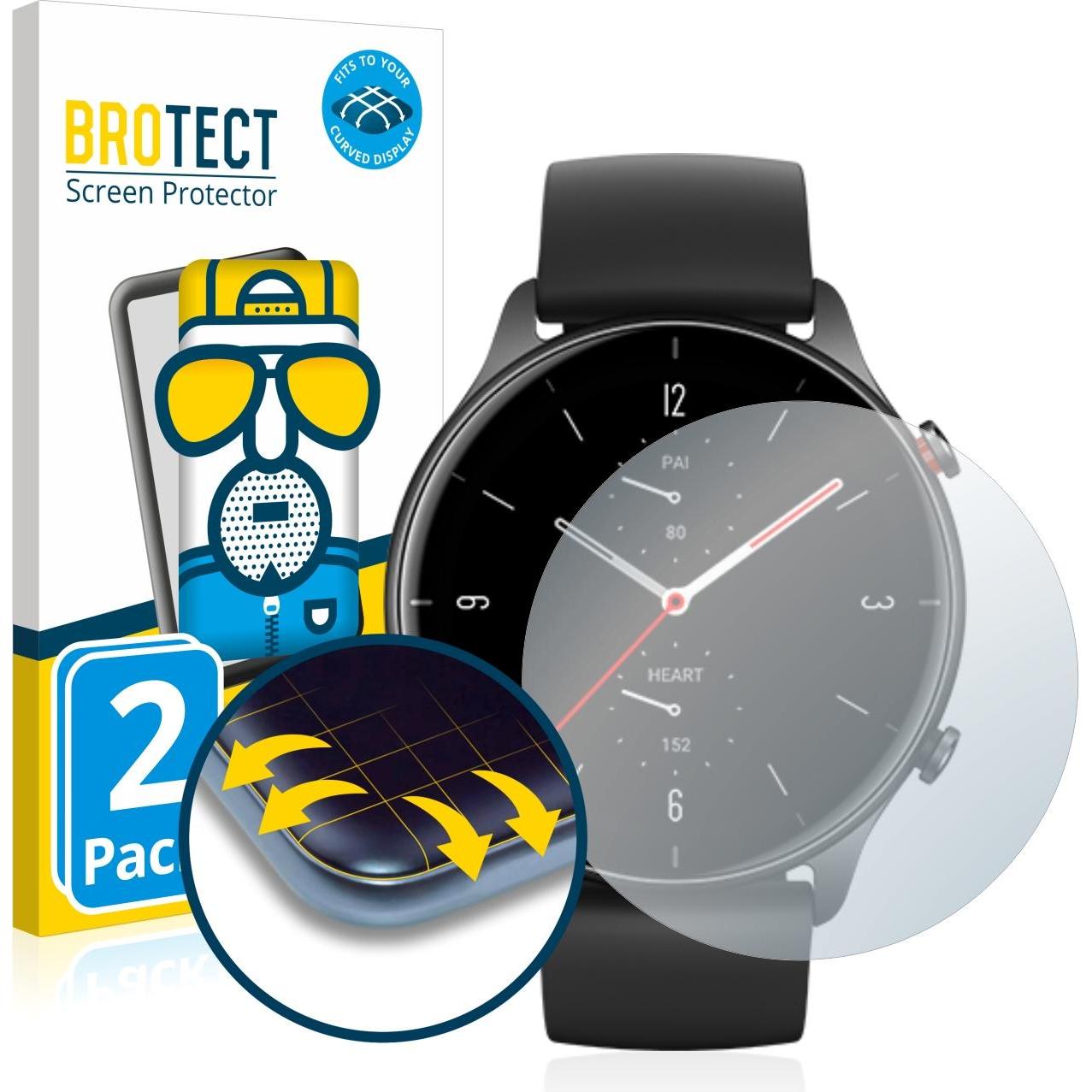 BROTECT Full-Cover Displayschutz Matt, Smartwatch Schutzfolie, Grau