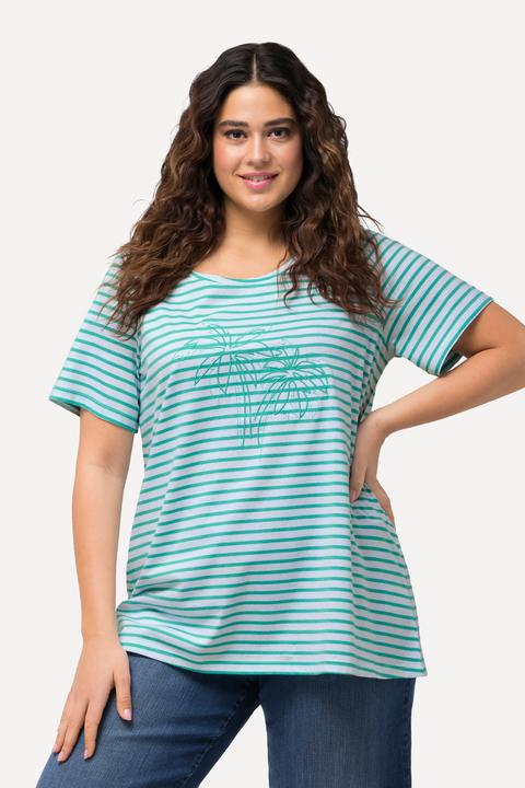 Produktbild Ulla Popken T-Shirt, Ringel, Palmenstickerei, Rundhals, Halbarm (42, 44)