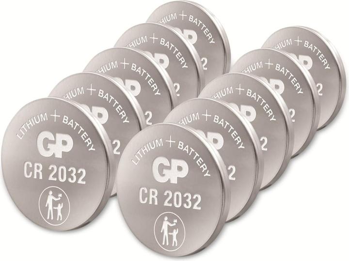 GP Batteries Knoopcel lithium CR2032, 10st. (10 Pcs., CR2032, 220 mAh)