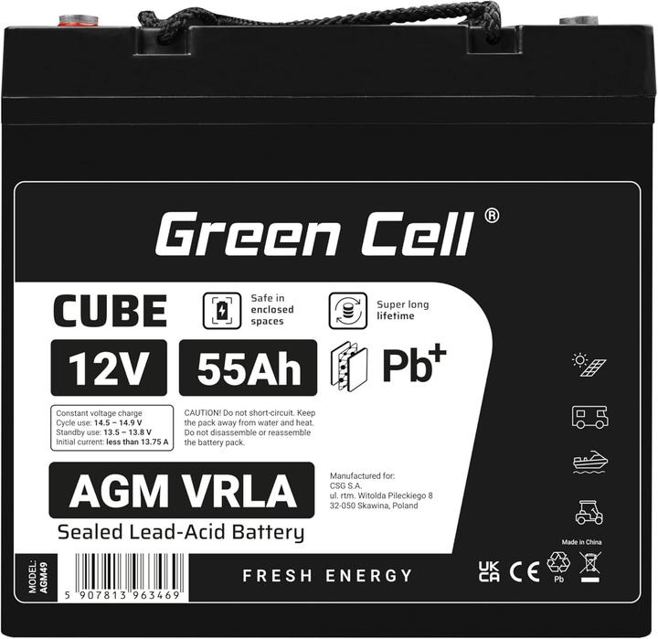 Produktbild GreenCell AGM Battery Lead Acid 12V 55Ah Maintenance Free for boat and - Batterie - 55.000 (12 V, 55 Ah)