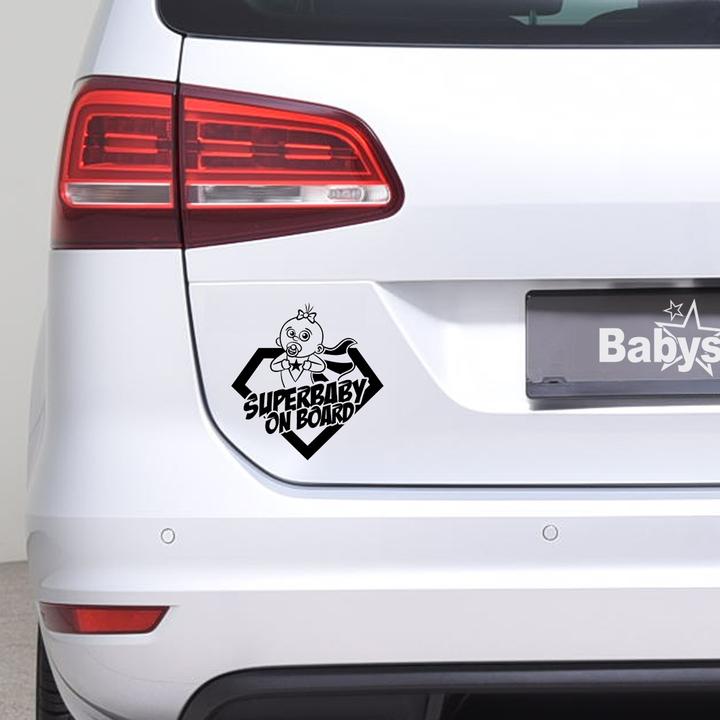 Actual product image BeFox Baby Car Sticker Superbaby on Board - Girl Black