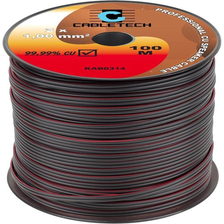 Cabletech Lautsprecherkabel 1,0 mm 100 m (0.15 m, 1 mm²), Lautsprecherkabel, Schwarz