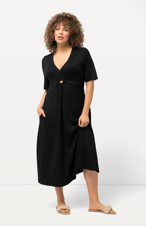 Produktbild Ulla Popken Jersey-Midikleid, A-Linie, V-Ausschnitt, Halbarm (50, 52)