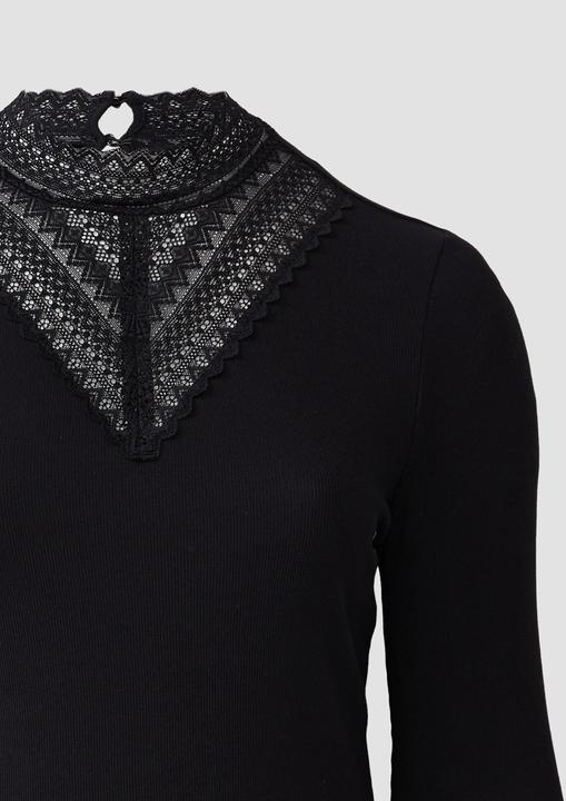 Produktbild S.Oliver T-Shirt Rippshirt mit Spitzeneinsatz und Stehkragen aus Spitze (46)