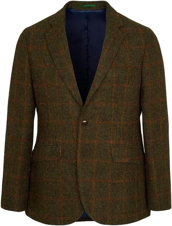Actual product image Hackett Herringbone Tweed Jacket with Orange Windowpane Check and Tailored Fit (48)