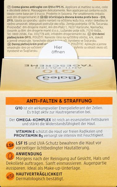 Nährwerte und Zutaten dm Balea Q10 (50 ml, Tagescreme, SPF 15)