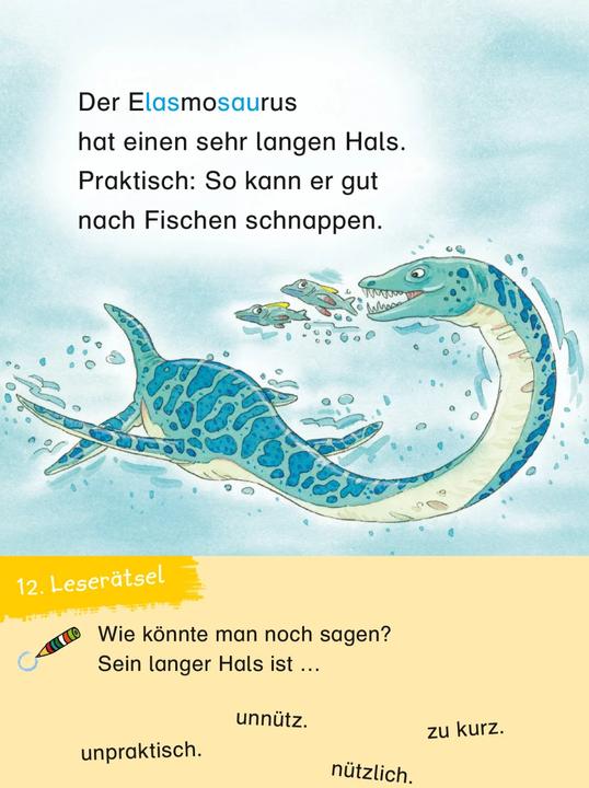 Productafbeelding Duden Leseprofi – 3-Minuten-Leserätsel für Erstleser: Vorsicht, Dinos! (Duits, Sebastian Coenen, Susanna Minor, 2022)