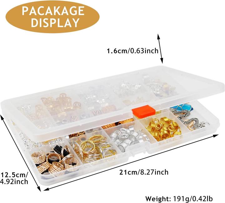 Produktbild Activity Board Packung mit 180 Dreadlocks Schmuck, Dreadlocks Dekoration Loc Haarschmuck für Frauen Zöpfe