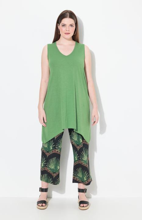 Image du produit Ulla Popken Débardeur long avec base en pointe des deux côtés. Décolleté en V. Coton bio. Coupe évasée (46, 48)