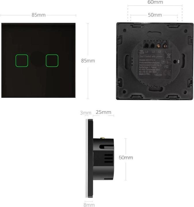 Actual product image Maclean Touch toggle switch Light switch Cross switch Wall switch Staircase switch with colour change LED