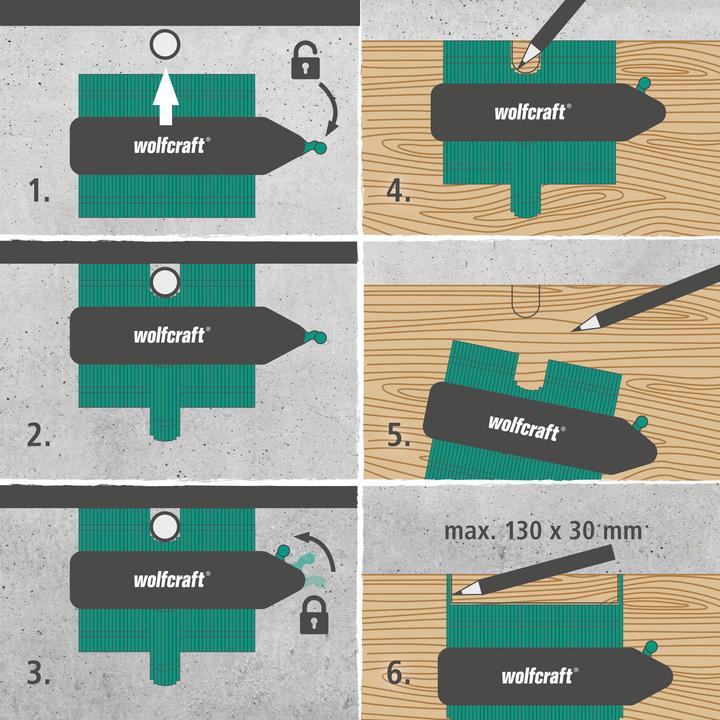 Produktbild wolfcraft 1 Konturenlehre 130mm