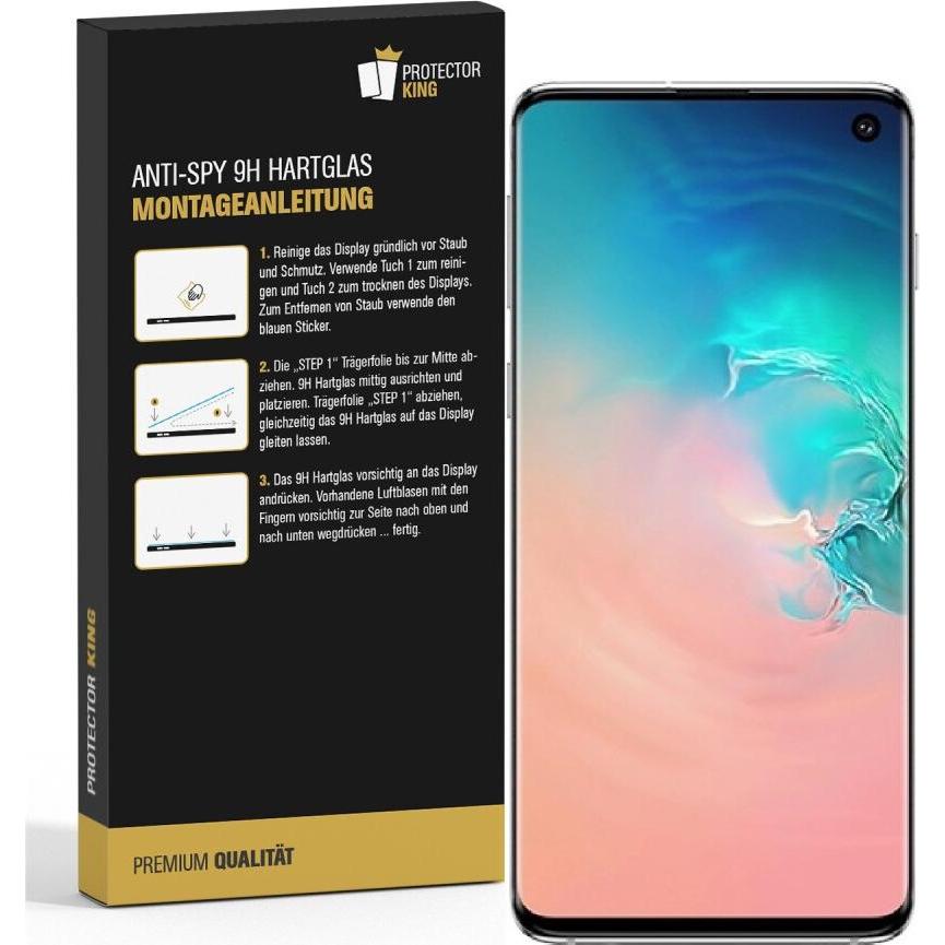 Thumbnail - Protectorking 1x Echtes Tempered 9H Panzerhartglas Blickschutz (3 Stück, Samsung Galaxy S10), Smartphone Schutzfolie