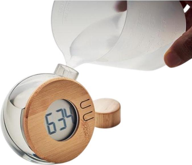 Produktbild MidOcean Wasserbetriebene Uhr Droppy Lux Bambus