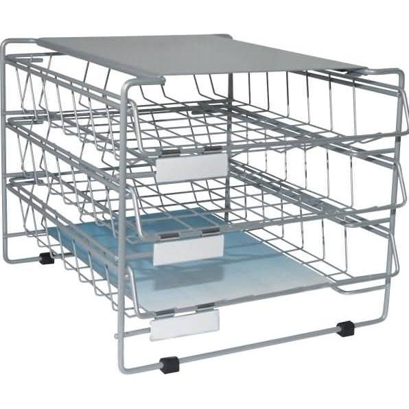Grieshaber, Dokumentenablage, Bürobox 3 Körbe weiss/alu (A4)