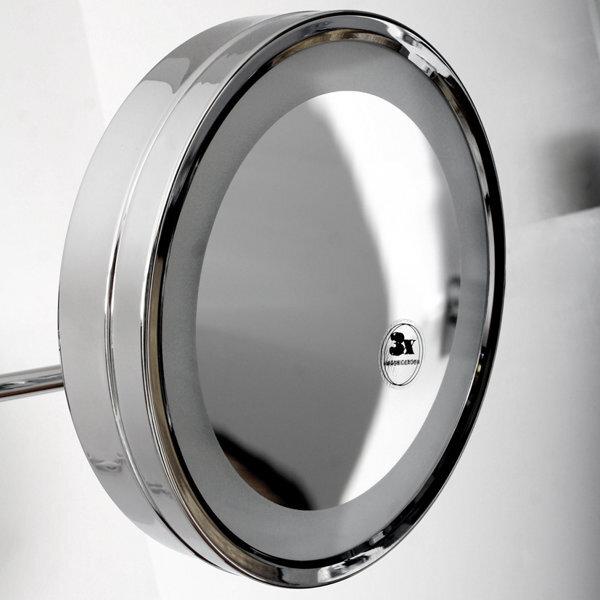 Actual product image Steinberg 650 series cosmetic mirror, with LED lighting, 2-arm, 3-fold magnification, 6509020