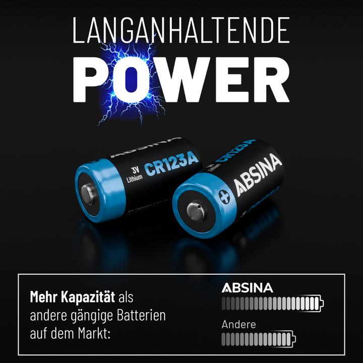 Productafbeelding Absina CR123A 4 stuks (4 Pcs., RCR123A, 1300 mAh)