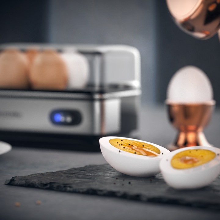Actual product image Arendo Breakfast set, stainless steel kettle 1.5l with temperature setting & egg boiler 1-6 eggs, silver