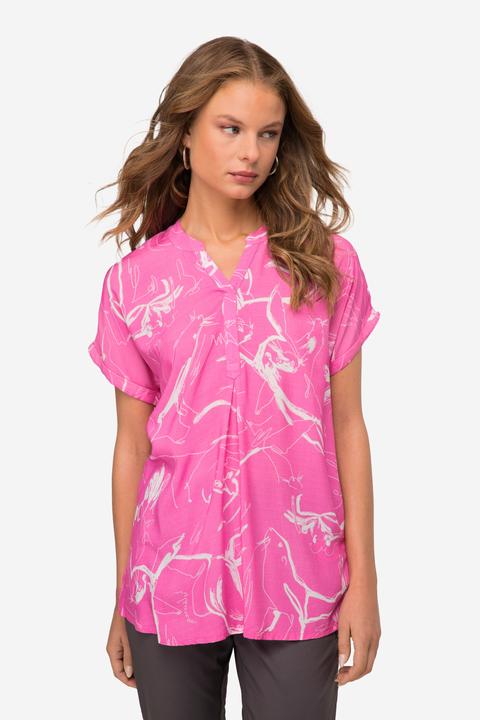 Produktbild Laurasøn Bluse, oversized, Robben Print, Stehkragen, Halbarm (M)