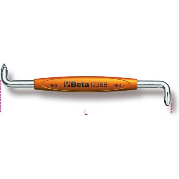 Beta Tools, Cacciavite, Beta 012380203 Chiavi esagonali Phillips a L Ph 3-4 PH (Incavo trasversale)