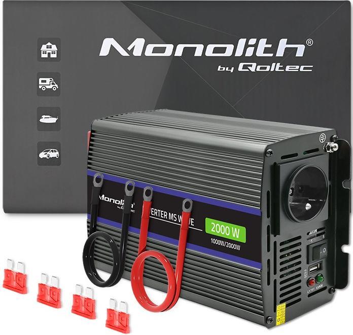 Produktbild Qoltec Przetwornica napięcia Monolith 2000 MS Wave | 12V na 230V | 1000/2000W | USB