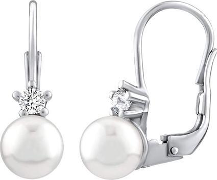 Produktbild Silvego Gentle silver earrings with white pearl Swarovski SILVEGO35037W (925 Sterling Silber)