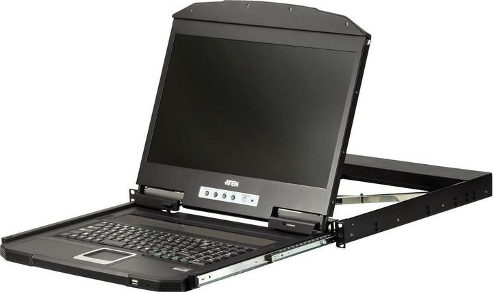 Aten CL3700NW CH Kurze Tiefe Single Rail 18,5"-LCD Konsole (USB HDMI), CH-Layout