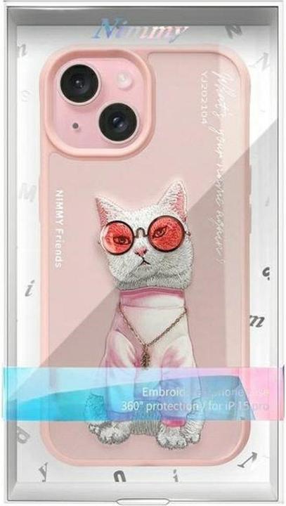 Actual product image GCS Nimmy case iPhone 15 6.1" pink Glasses Cool Cat (Apple iPhone 15)