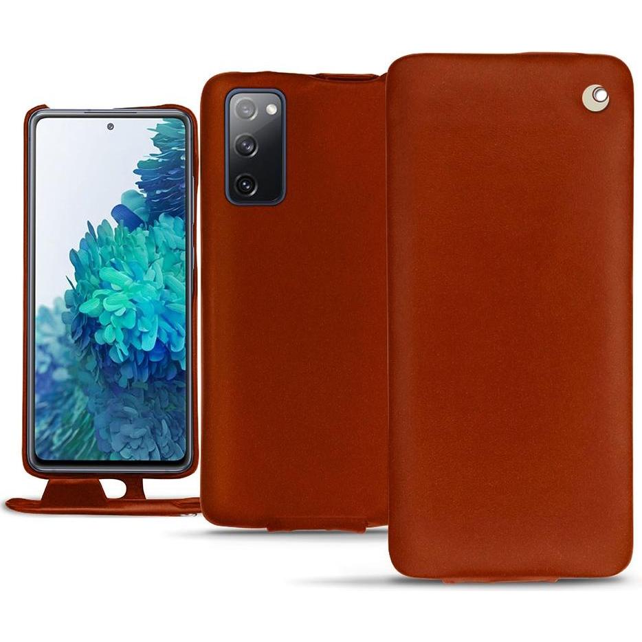 Noreve Lederschutzhülle vertikal (Samsung Galaxy S20 FE), Smartphone Hülle, Orange