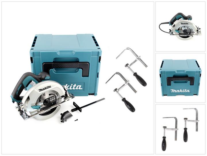 Actual product image Makita HS 7601 J hand-held circular saw 190 mm 1200 W + saw blade + 2x screw clamp + Makpac
