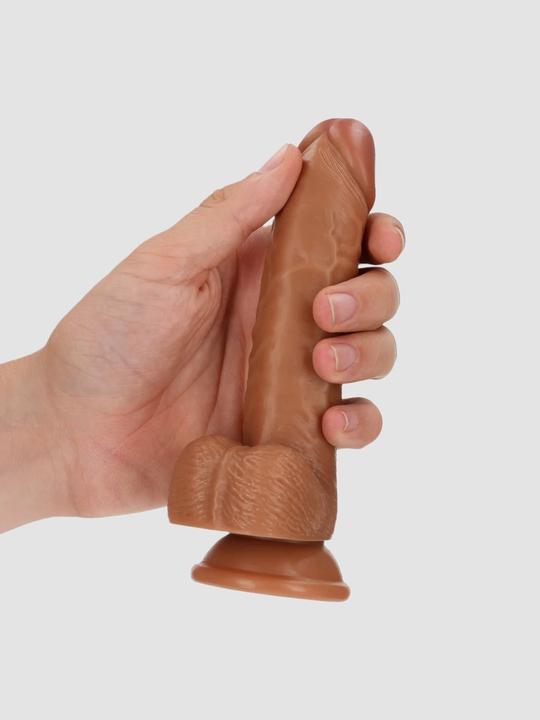 Produktbild RealRock Curved Realistic Dildo with Balls and Suction Cup - 6"/ 15,5 cm
