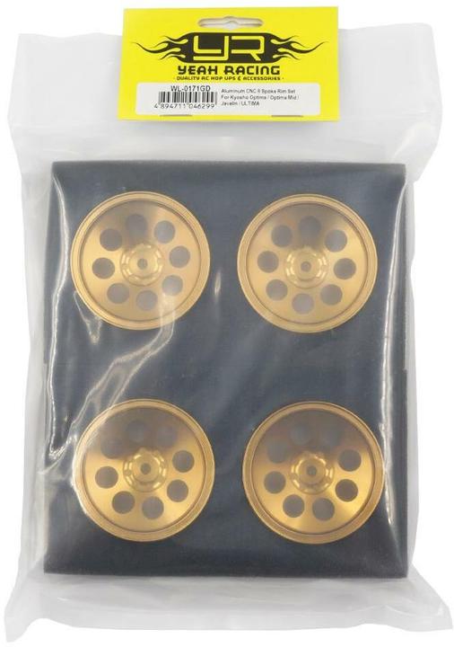Produktbild Yeah Racing Felgen Aluminium CNC 8-Speichen, Gold Buggy 1:10