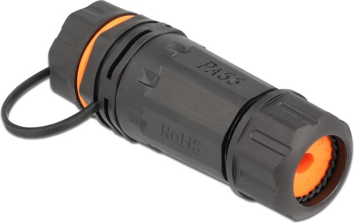 Produktbild Delock Kabelverbinder RJ45 Buchse zu RJ45 Buchse Cat.6A mit Gehäuse und Verschlusskappe wasserfest (Netzwerk Kupplung)