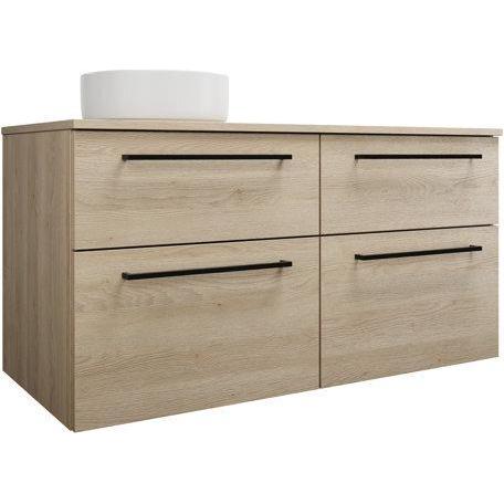 burgbad, Badmöbelset, Eqio Keramik-Aufsatzwaschtisch links, rund, inklusive Waschtischunterschrank, Breite 1200m