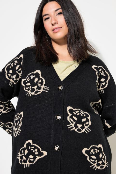 Produktbild Studio Untold Strickjacke, oversized, Leo-Köpfe (46, 48)