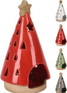 Koopman Weihnachtsbaum Teelichthalter 9X15 (1 x, ø 9 x 15 cm)