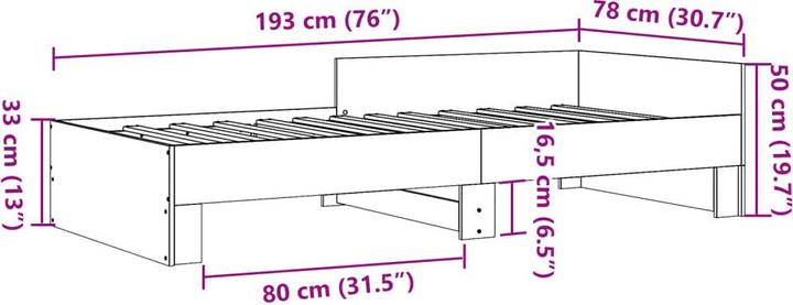 Actual product image vidaXL Bedstead (75 x 190 cm)