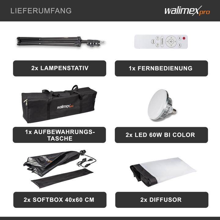 Image du produit Walimex pro 60W Softbox Bi Color Kit 2 (Boîte à lumière)