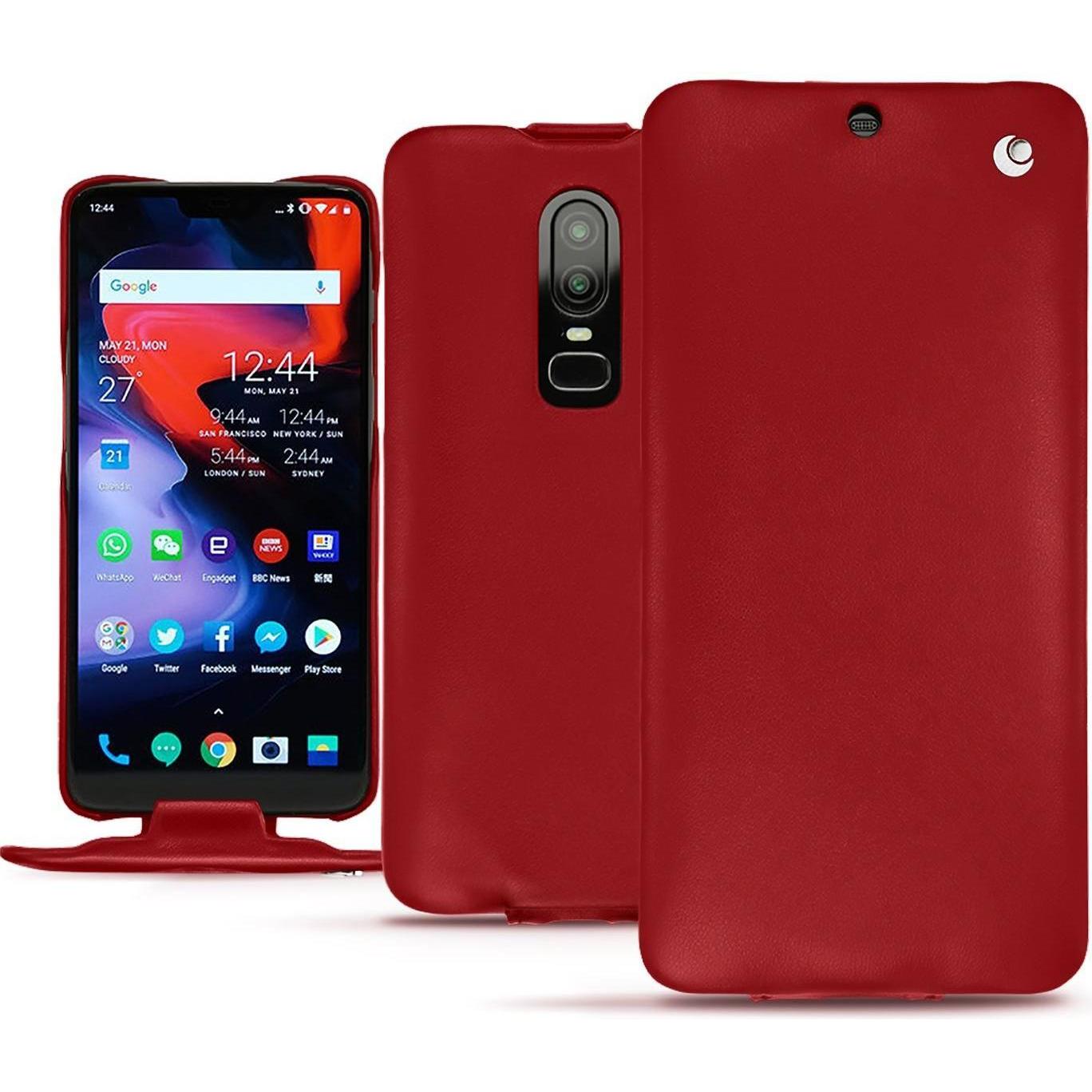 Noreve Lederschutzhülle vertikal (OnePlus 6), Smartphone Hülle, Rot