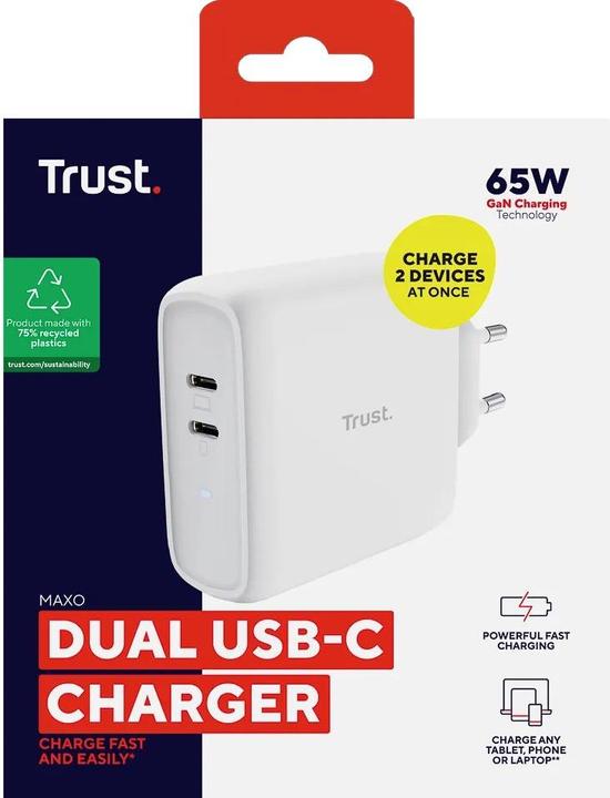 Image du produit Trust MAXO 65W 2P USB-C (65 W, 2 ports)