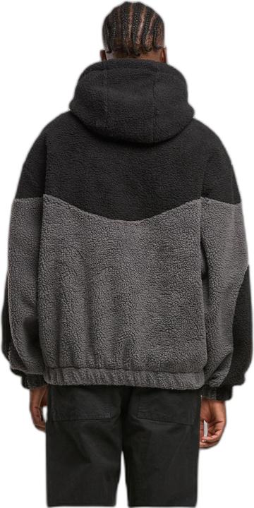 Image du produit Urban Classics Weavy Colorblock Teddy Hoodie magnet/black M (M)