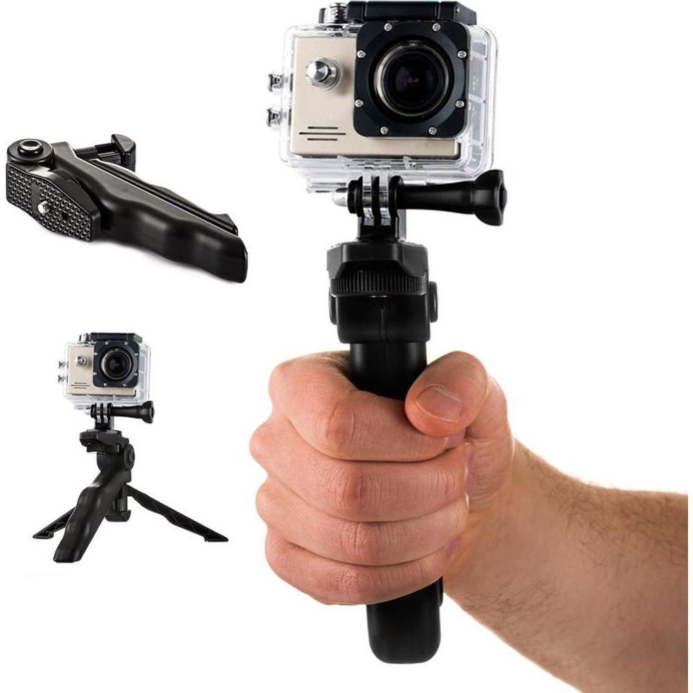 Thumbnail - Hurtel Mount with a mini tripod for GoPro SJCAM action cameras black, Action Cam Zubehör, Schwarz