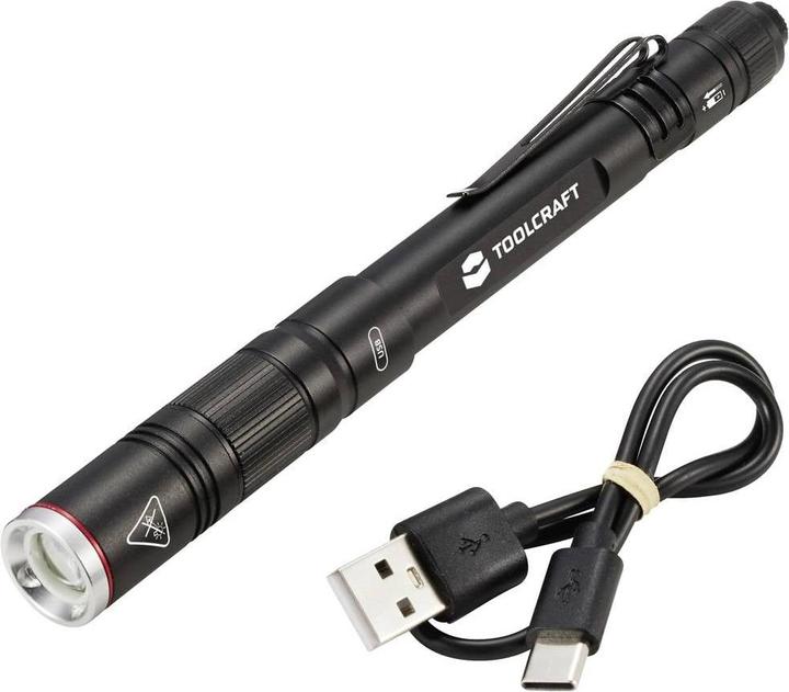 Actual product image Toolcraft TO-8254890 Penlight battery-powered SMD LED black (16.30 cm, 300 lm)
