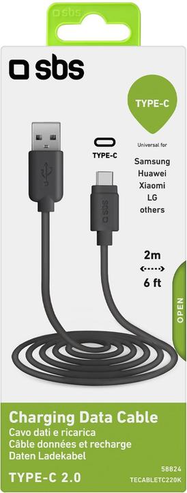 Produktbild SBS Daten- und Ladekabel Type C Länge 2 Meter (2 m, USB 2.0)